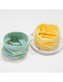 Fashion 5 # Small Banana + Yellow Grid (2 Pieces Combination) Banana Plaid Kids Collar Set