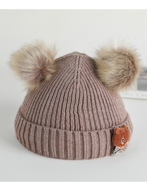 Fashion Apricot Fur Ball Bear Baby Hat