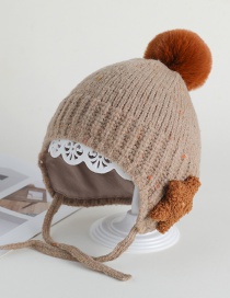 Fashion Light Brown Ear Protection Star Hair Ball Baby Hat