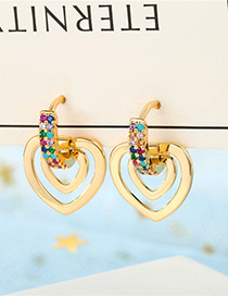 Fashion Golden Love Heart Earrings With Diamonds