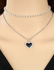 Fashion Love Love Heart Necklace With Pearls And Diamonds