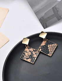 Fashion Snakeskin Pattern Geometric Triangle Earrings