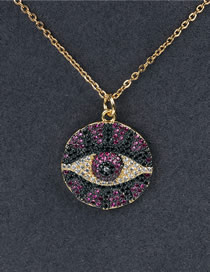 Fashion Purple Round Diamond Eye Necklace