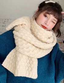 Fashion Beige Pineapple Knitted Scarf