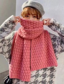 Fashion Rose Pink Pineapple Knitted Scarf