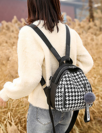 Fashion Black Stitched Rhombus Contrast Shoulder Bag