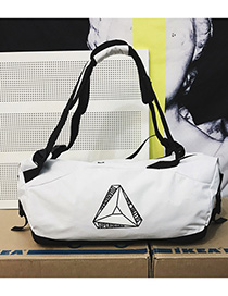 Fashion White Printed Contrast Stitching Backpack