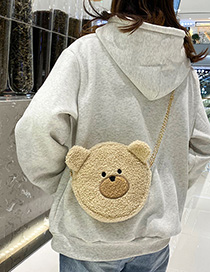 Fashion Light Brown Dummy Cute Bear Head Single Shoulder Diagonal Bag