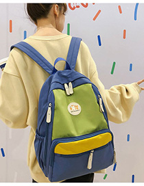 Fashion Blue Stitched Contrast Backpack