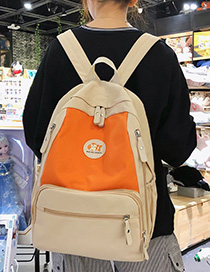 Fashion Orange Stitched Contrast Backpack