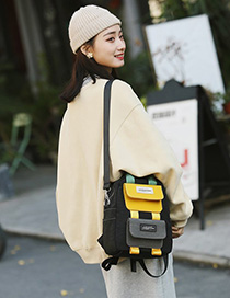 Fashion Yellow Contrast Stitching Waterproof Backpack