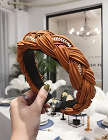 Fashion Orange Pleated Alloy Chain Twist Braids Wide Edge Hair Hoop
