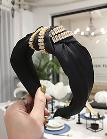 Fashion Black Knotted Wide Chain Hoop With Diamonds