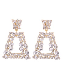 Fashion White Geometric Drop Earrings With Diamond Drops