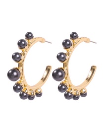 Fashion Black Pearl C-shaped Earrings