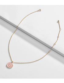 Fashion Pink Alloy Drip Oil U-shaped Round Necklace