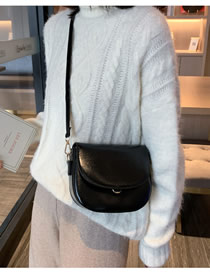 Fashion Black Semi-flap Flap Lock Shoulder Crossbody Bag