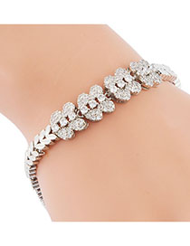 Fashion Silver Zircon Clover Wing Bracelet