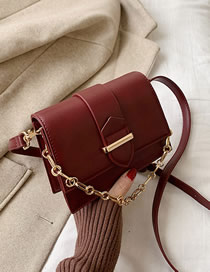 Fashion Red Wine Chain Belt Buckle Crossbody Bag