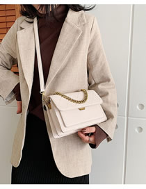 Fashion White Chain Rhombus Stitch Shoulder Bag