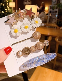 Fashion Lovely Pearl Diamond Star Small Daisy Hair Clip Set