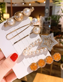 Fashion Leisure Pearl Diamond Star Hollow Hair Clip Set