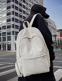 Fashion White Paneled Plain Backpack