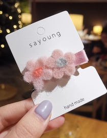 Fashion Pink Flower Contrast Plush Hair Clip