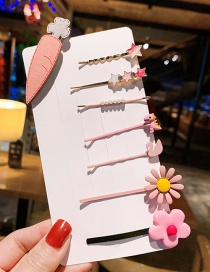 Fashion 2 # Carrot Pink 7-piece Set Word Flower Carrot Dinosaur Hair Clip Set