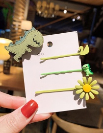 Fashion 7 # Green Little Dinosaur Set Of 4 Word Flower Dinosaur Hair Clip Set