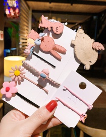 Fashion 10 # Little Flying Pig 9 Piece Set Little Pig Bunny Dinosaur Hair Clip Set