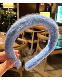 Fashion Blue Fluffy Solid Color Hair Hoop
