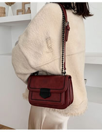 Fashion Red Wine Wide Shoulder Strap Chain Embroidered Multi-layer Crossbody Shoulder Bag