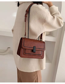 Fashion Light Brown Embroidered Chain Shoulder Bag