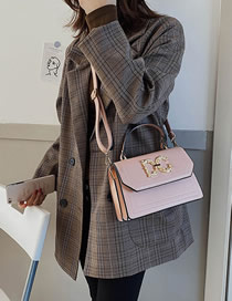 Fashion Pink Flap Stitched Crossbody Bag