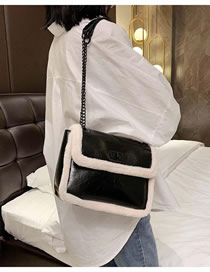 Fashion Black Frayed Chain Lock Buckle Crossbody Shoulder Bag
