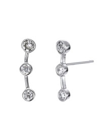 Fashion Silver Geometric Diamond Earrings
