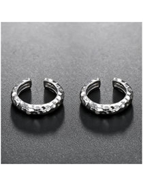 Fashion Silver C-shaped Irregular Embossed Diamond Earrings