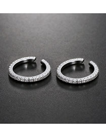 Fashion Silver C-shaped Earrings With Diamonds
