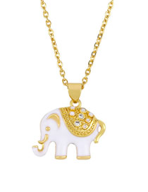 Fashion White Elephant Dripping Diamond Necklace