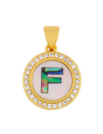 Fashion Golden F Alphabet Round Shell Diamond Necklace