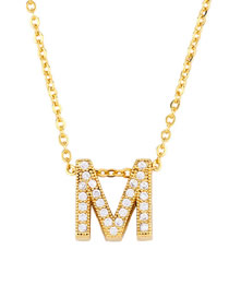 Fashion Golden M Diamond Letter Openwork Necklace