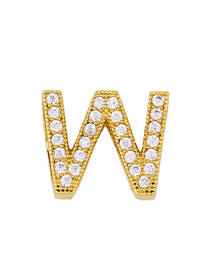 Fashion Golden W Diamond Letter Openwork Necklace