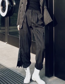 Fashion Black Striped Straight Pants