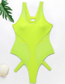 Fashion Fluorescent Green Hollow Stitching One-piece Swimsuit