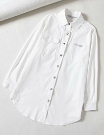 Fashion White Metal Button Solid Color Shirt