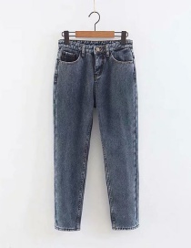 Fashion Gray Blue Padded Jeans