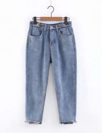 Fashion Blue Washed Velvet Jeans