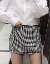 Fashion Black And White Houndstooth Casual A-line Short Skirt