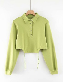 Fashion Green Double Drawstring Lapel Sweatshirt